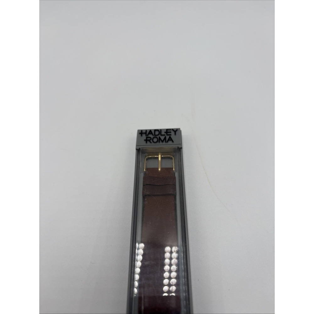 Vintage Hadley Roma Brown Leather Watch‎ Band 20mm New In Box Micron Plate - Picture 3 of 11
